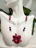 Mini Cattleya Orchid & transparent necklace